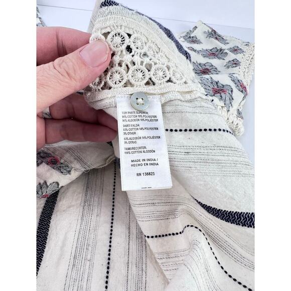 Shyanne Western Tank Top Button Down Lace Embroidered Floral Stripe Large - Picture 8 of 10